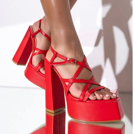 Red Chucky Sandal Heels